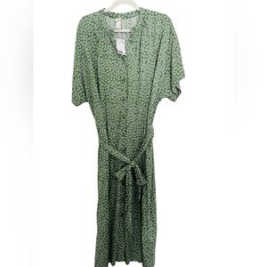 H&M Green Floral Print Dress